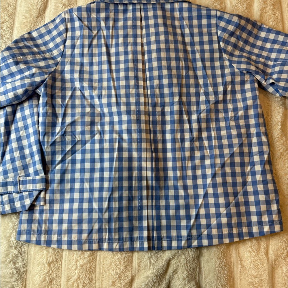 ST. JOHN'S BAY blue & white gingham windbreaker rain slicker XL NWT - Picture 4 of 10